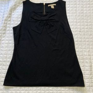Banana Republic Brand Black Bow Tank with Exposed Gold Zipper Detail.